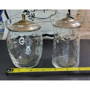 Vintage Etched Cut Glass Creamer and Sugar or Syrup Pitcher and Jam Pots